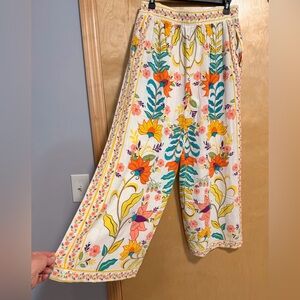 Floral Print Wide-Leg Pants